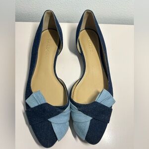 Talbots Blue Denim D'Orsay Bow flats Women's 7.5M